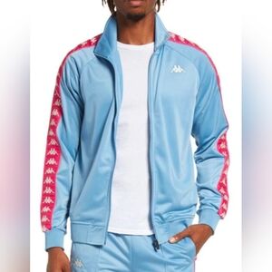 Kappa 222 Banda Anniston Track Jacket Size XL In Dusk Blue & Fuchsia Pink